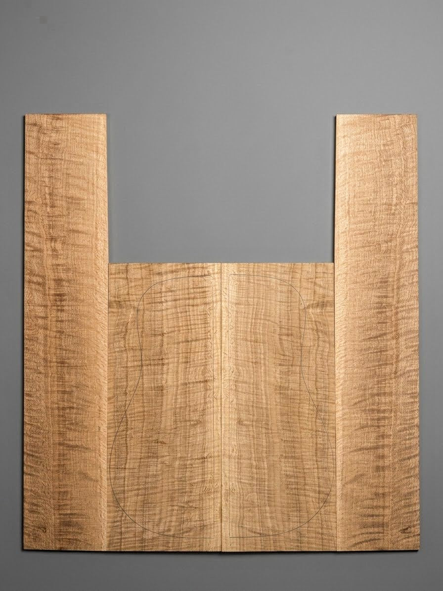 Curly White Oak Acoustic Guitar Back & Sides Sets