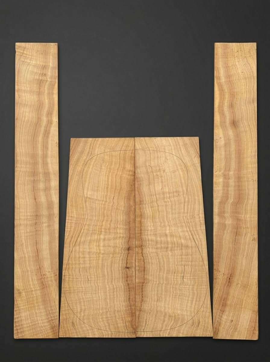 Flame White Cypress  ‘Dreadnought’ Guitar Back & Sides Set